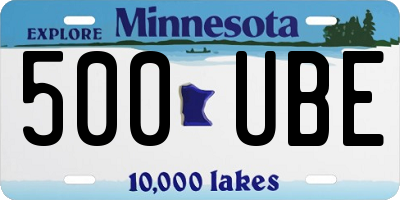 MN license plate 500UBE