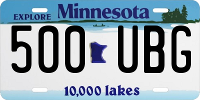 MN license plate 500UBG