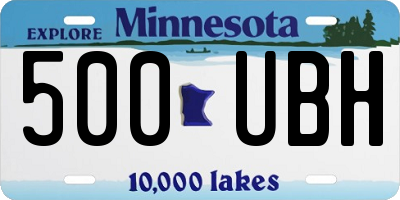 MN license plate 500UBH