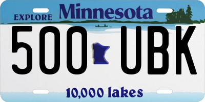 MN license plate 500UBK