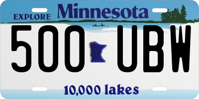 MN license plate 500UBW