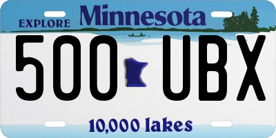 MN license plate 500UBX