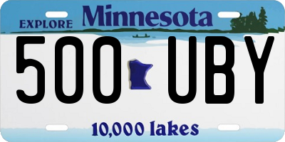 MN license plate 500UBY