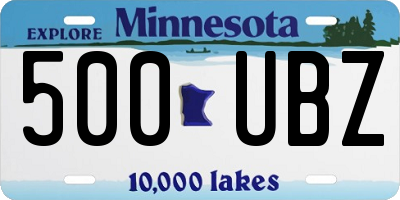 MN license plate 500UBZ