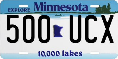 MN license plate 500UCX