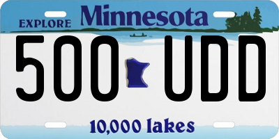 MN license plate 500UDD