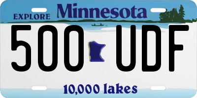 MN license plate 500UDF