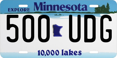 MN license plate 500UDG