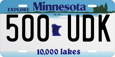 MN license plate 500UDK