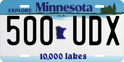 MN license plate 500UDX