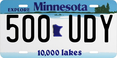 MN license plate 500UDY