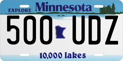 MN license plate 500UDZ