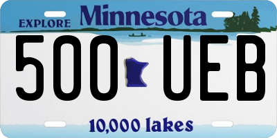 MN license plate 500UEB