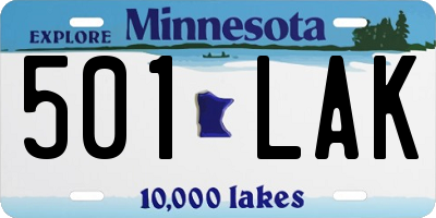 MN license plate 501LAK