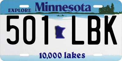 MN license plate 501LBK