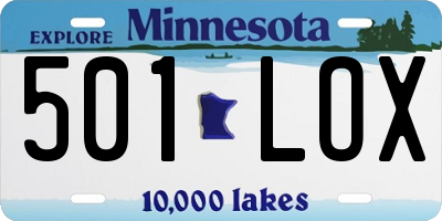 MN license plate 501LOX