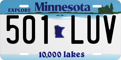 MN license plate 501LUV