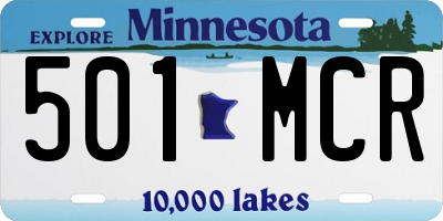 MN license plate 501MCR