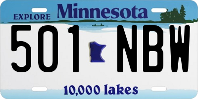 MN license plate 501NBW