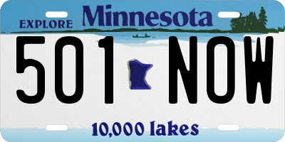MN license plate 501NOW