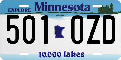 MN license plate 501OZD