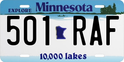 MN license plate 501RAF
