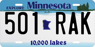 MN license plate 501RAK
