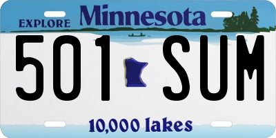 MN license plate 501SUM