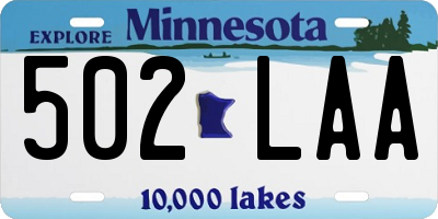 MN license plate 502LAA