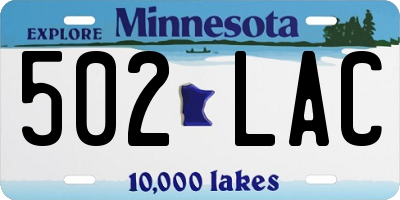 MN license plate 502LAC