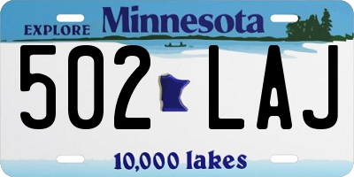 MN license plate 502LAJ