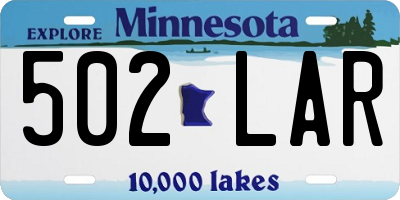 MN license plate 502LAR