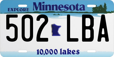 MN license plate 502LBA