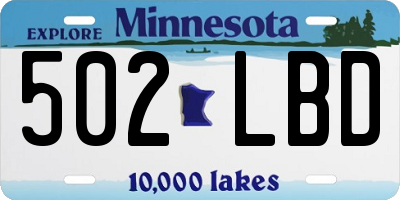 MN license plate 502LBD