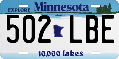 MN license plate 502LBE