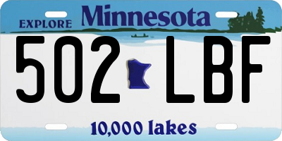 MN license plate 502LBF