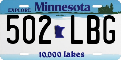 MN license plate 502LBG