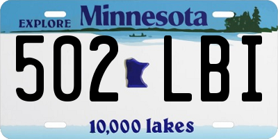 MN license plate 502LBI
