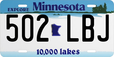 MN license plate 502LBJ