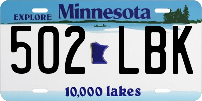 MN license plate 502LBK