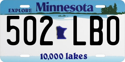 MN license plate 502LBO