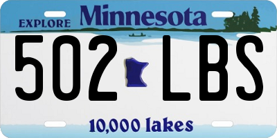 MN license plate 502LBS
