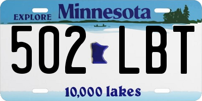 MN license plate 502LBT