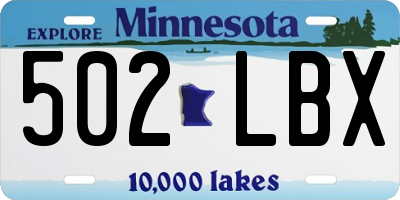 MN license plate 502LBX