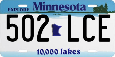 MN license plate 502LCE