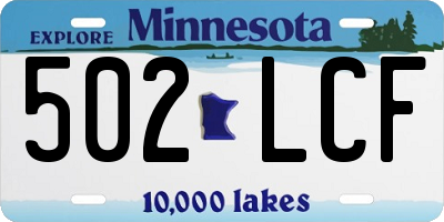 MN license plate 502LCF