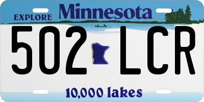 MN license plate 502LCR