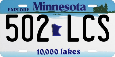 MN license plate 502LCS