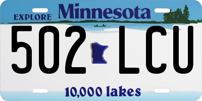 MN license plate 502LCU