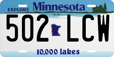 MN license plate 502LCW